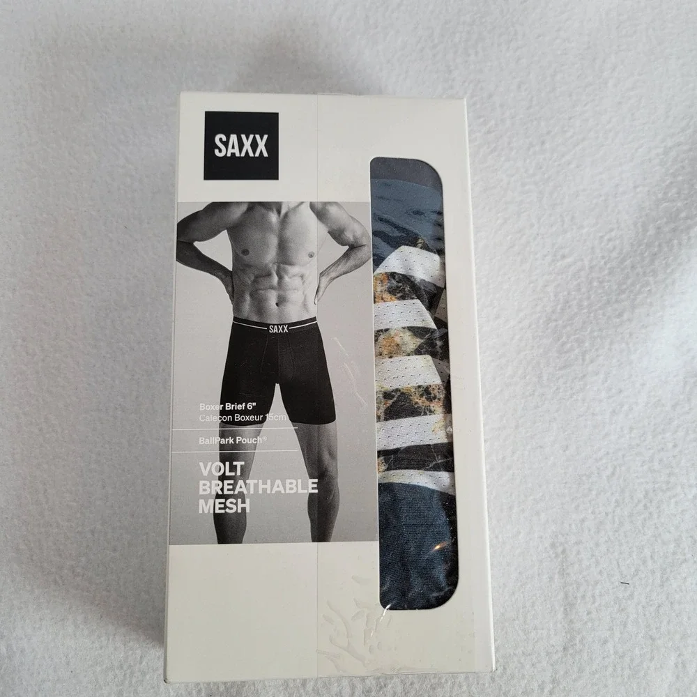SAXX Mens Boxer Brief Volt Breathable Mesh Basketball Underwear Size Small Blue
